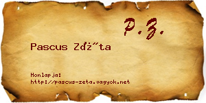 Pascus Zéta névjegykártya